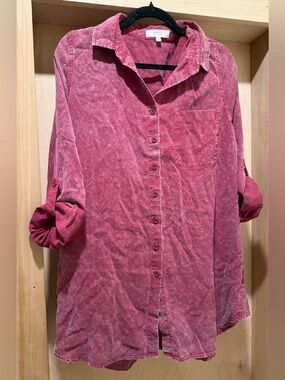Side Stitch Los Angles  Button-Up Shirt in Dusty Rose Size Small